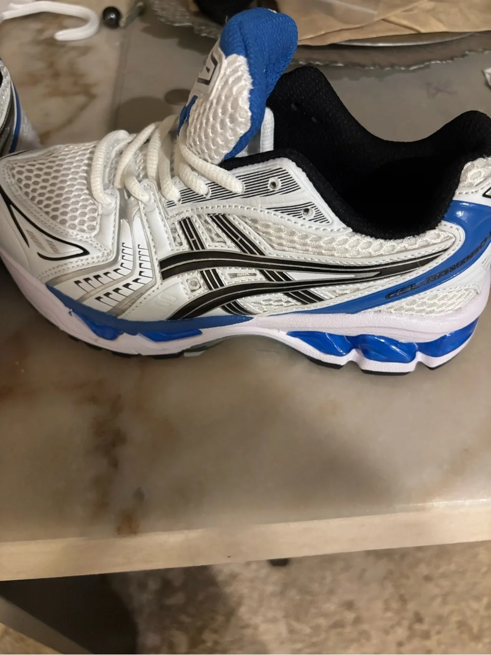 Asics White, Blue and Black Kids' Athletic Sneakers